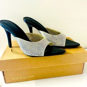 Pointed Toe Rhinestone - Women Slide in High Heel Slipper